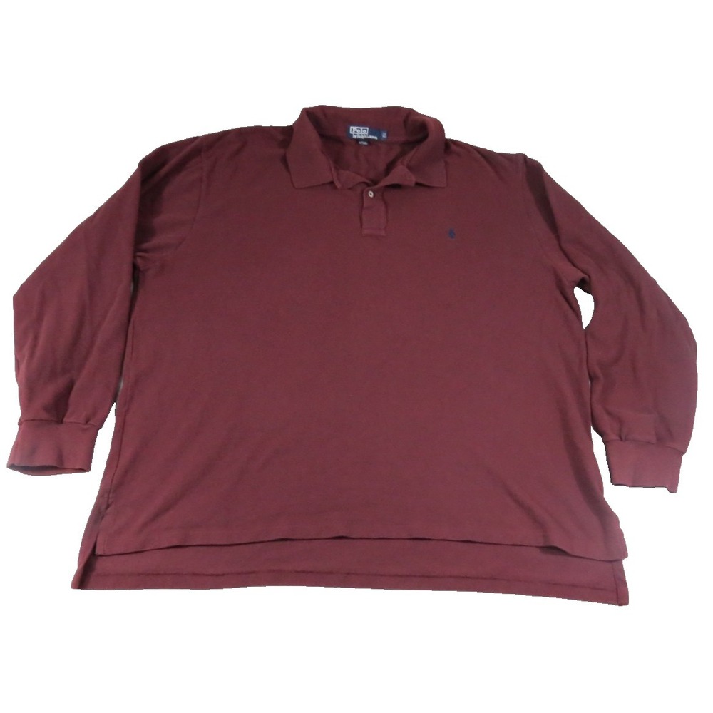 Polo Ralph Lauren Classic 2XB Big Long Sleeve Pony Shirt Burgundy Cotton Men